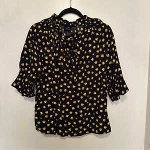 Who What Wear Black W/ Yellow Flowers Blouse - Size S